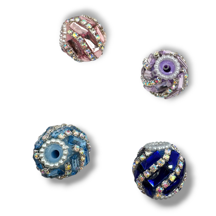 Swirl Rhinestone Crystal Fancy Beads 20mm- 10 piece mix