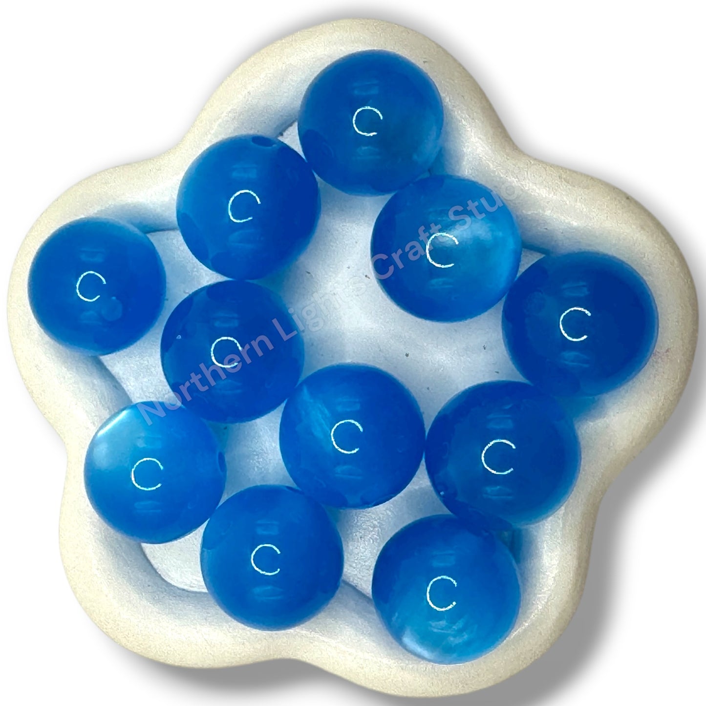Blue Cat Eye Shiny 20mm Beads -10 pc.