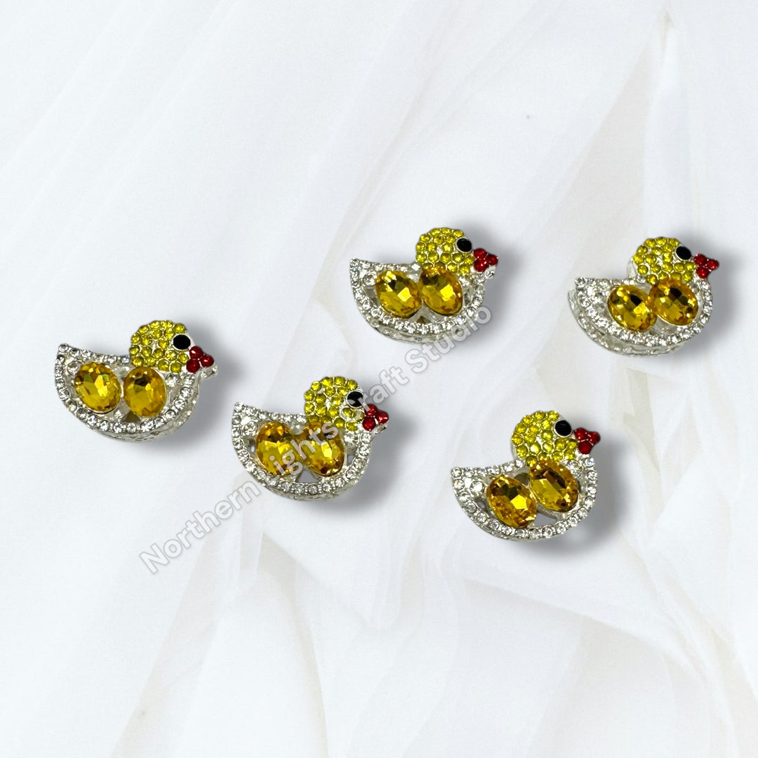 Metal Alloy Crystal Duck Bead - 1pc.