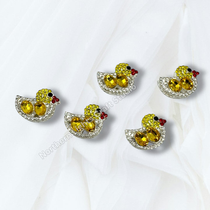 Metal Alloy Crystal Duck Bead - 1pc.