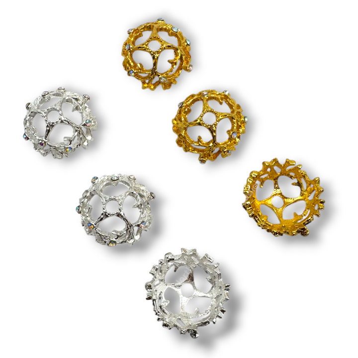 Fairy Vine Metal Alloy and Rhinestone 18mm Bead Cap - 10pc.