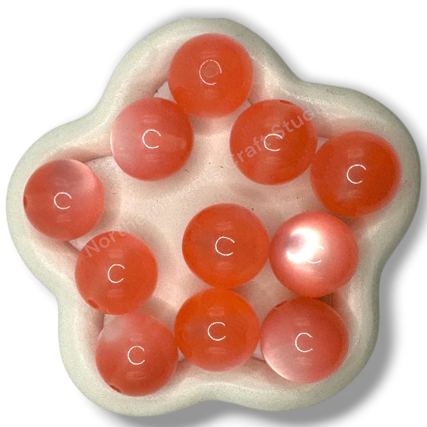 Peach Cat Eye Shiny 20mm Beads -10 pc.