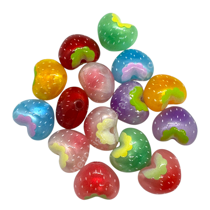Bright Color Strawberry Galaxy Glitter Acrylic Beads - 20 pc. Mix