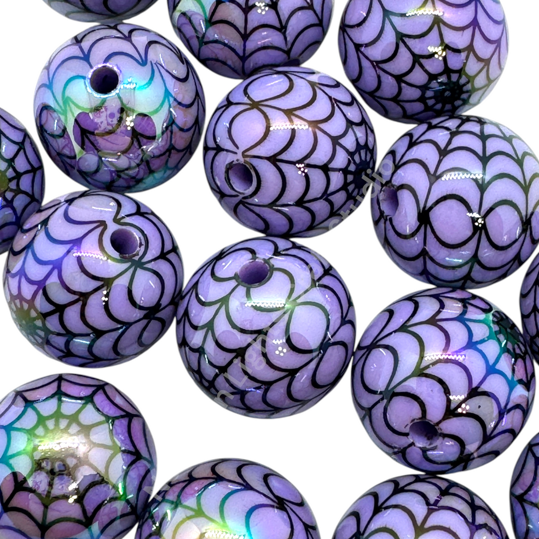 Spider Web  UV Printed 16mm Acrylic Bead Mix - 20pc. Mix