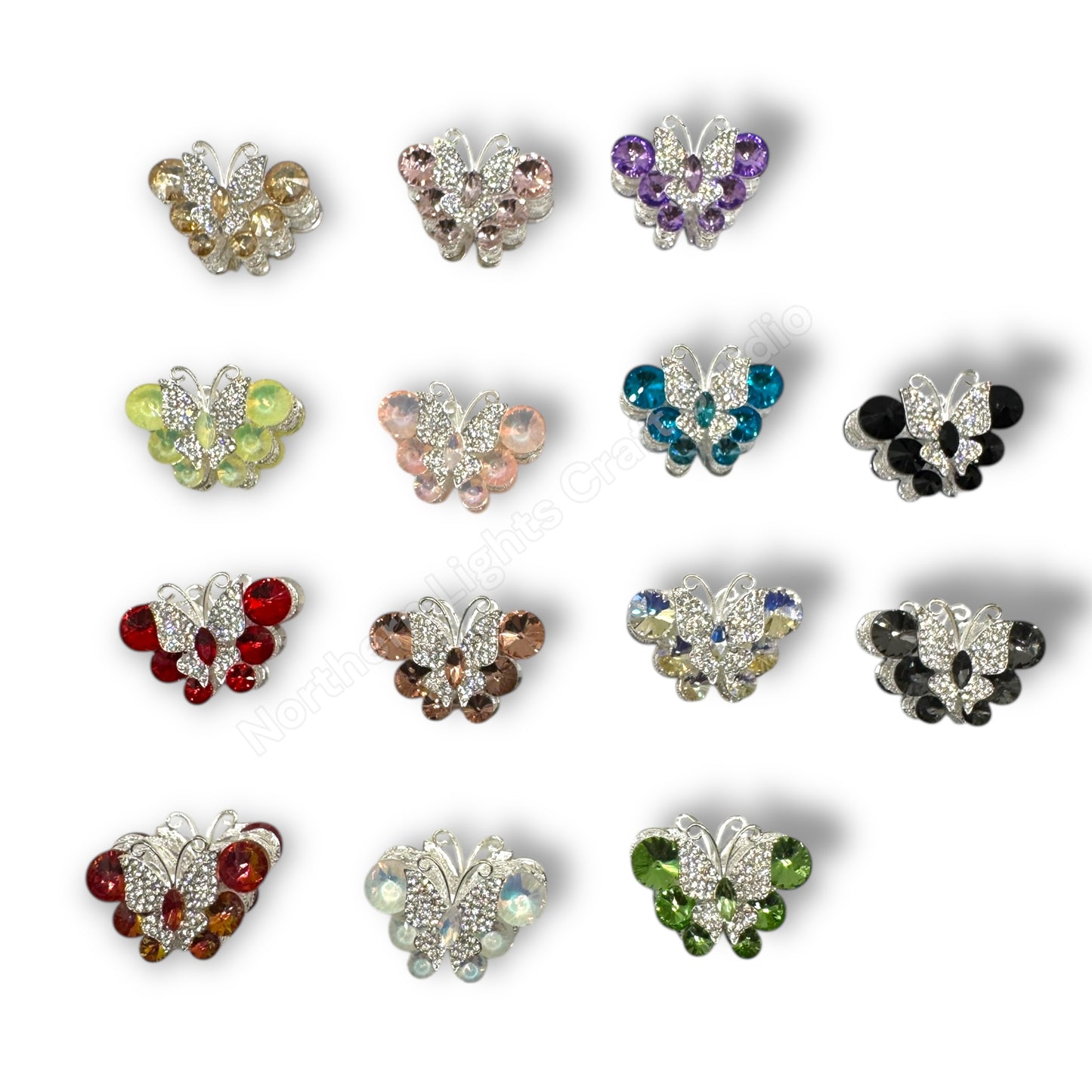 Metal Alloy Large Crystal Butterfly Bead -1pc.