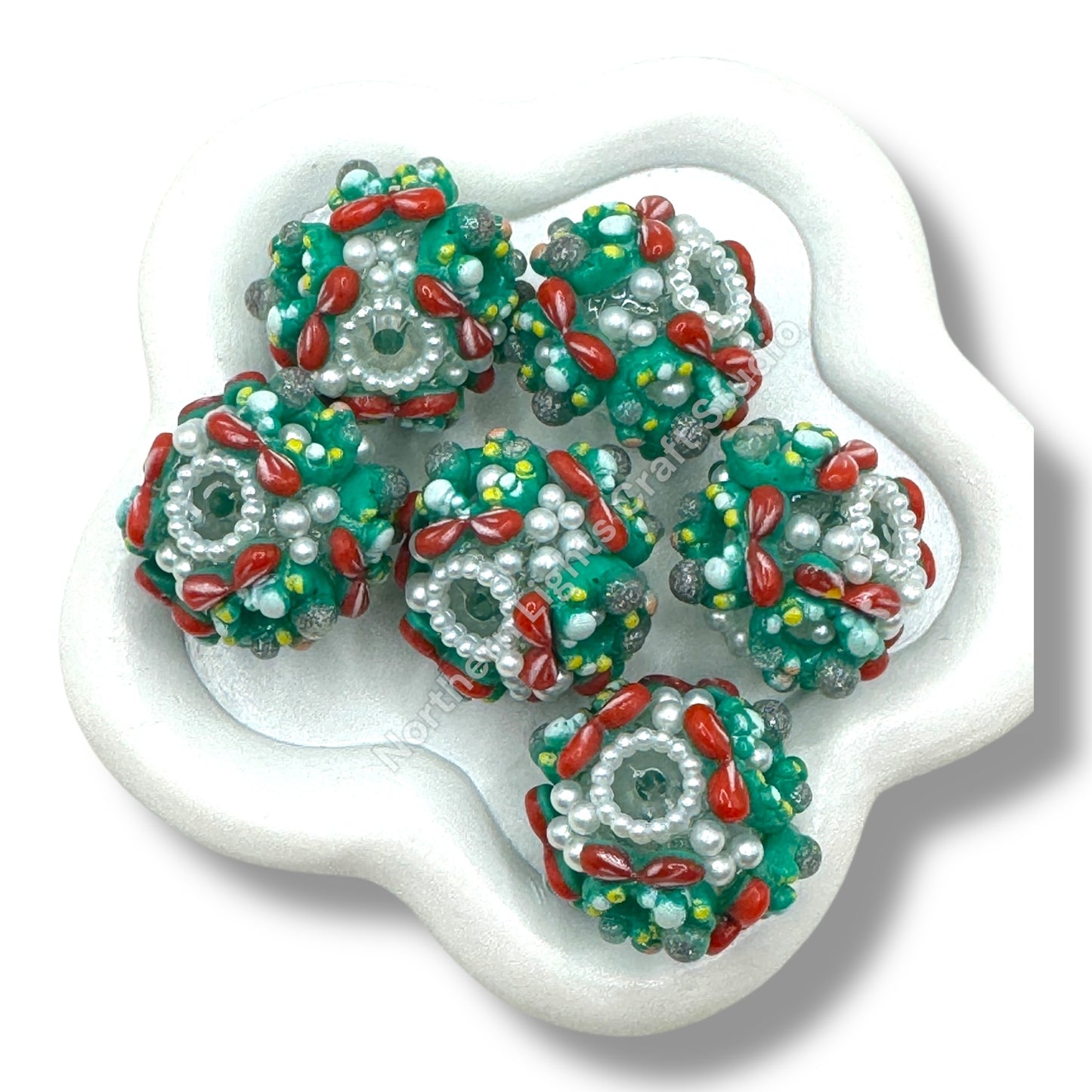 Acrylic Charm Christmas Sugar Beads 20mm - 3 pcs.