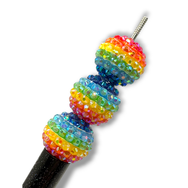 Rainbow AB Acrylic Rhinestone Bubblegum Beads - 10pc.
