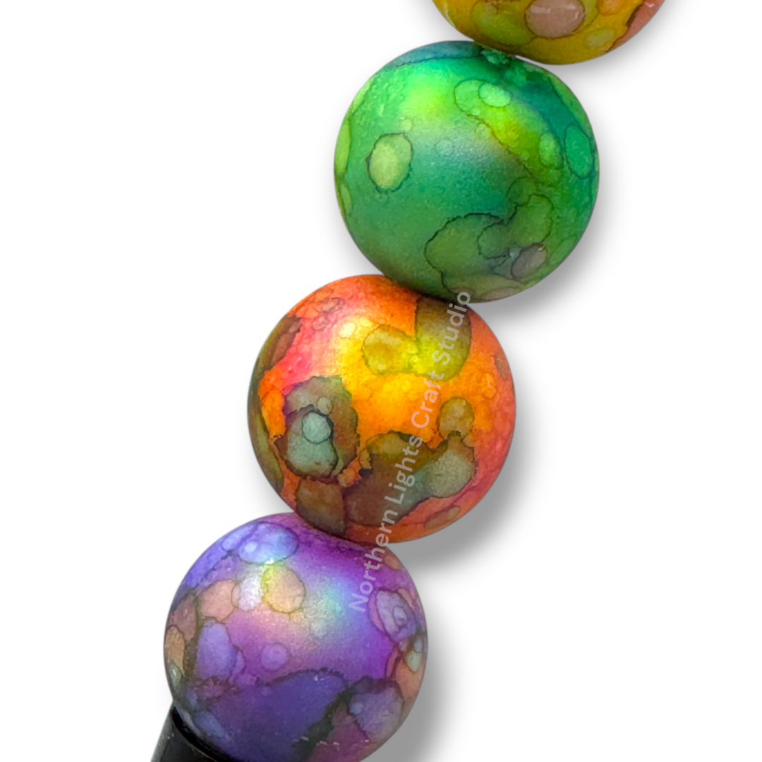 Tie Dye Matte Finish Printed 16mm Acrylic Beads - 20pc.