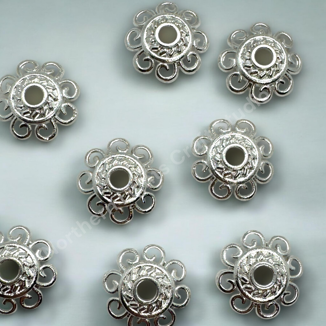 Metal Flower Lattice 12mm Bead Cap  - 20pc.