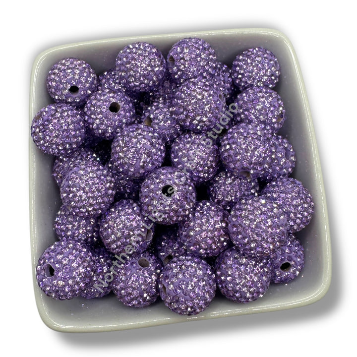 Lilac Rhinestone Clay Base Beads-16mm - 10pc.