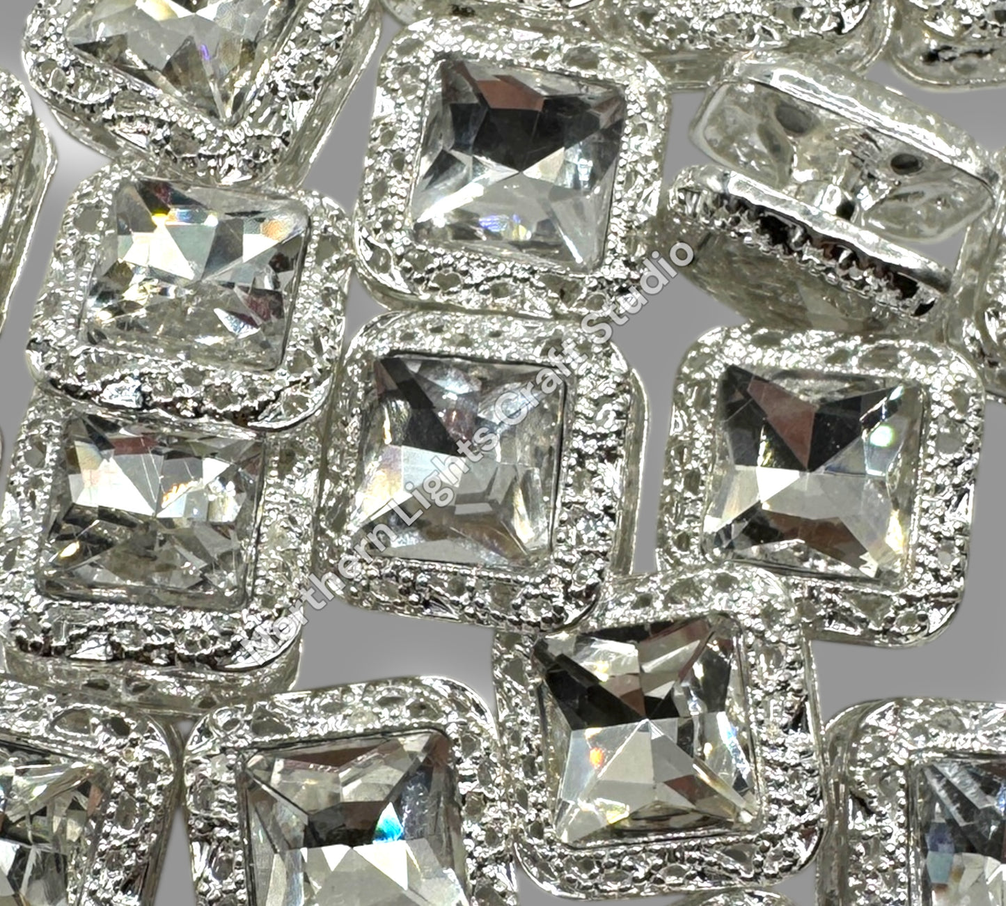 16mm Metal Square Crystal Beads