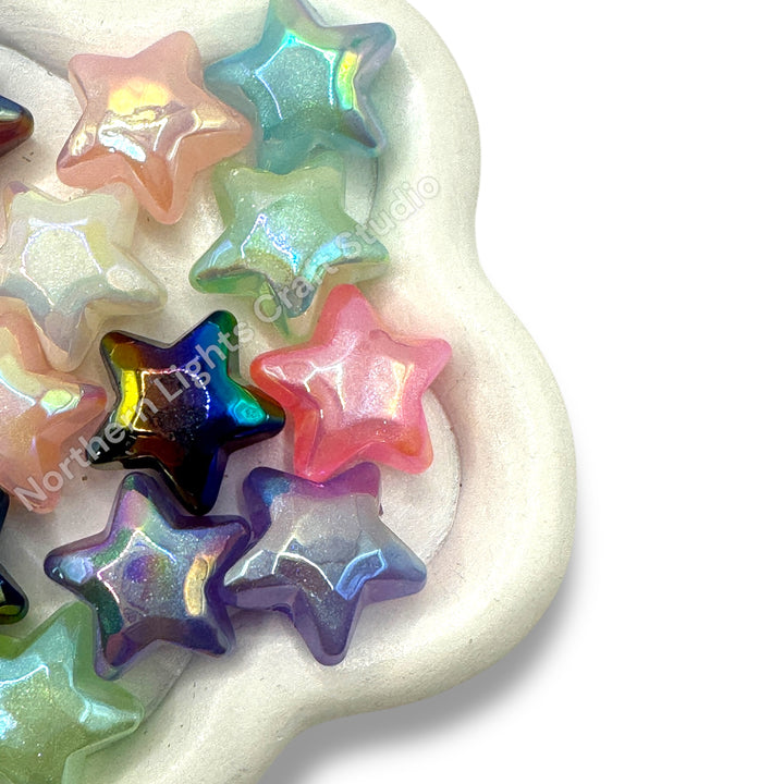 Pearl Finish Glitter Luminous Star Beads  - 20pc.