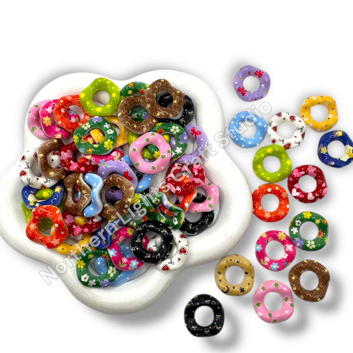 Printed Colorful Wavy Spacer Mix 16mm - 50pc.