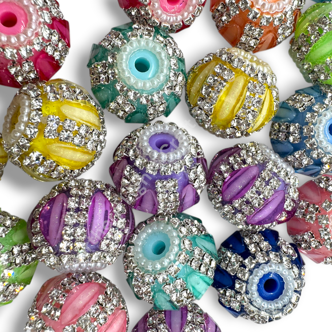 Fancy Pumpkin Slice Rhinestone Opaque Slice Beads - 5pc. Mix