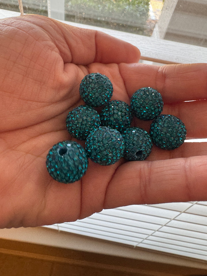 Peacock Rhinestone Clay Base Beads-16mm - 10pc.