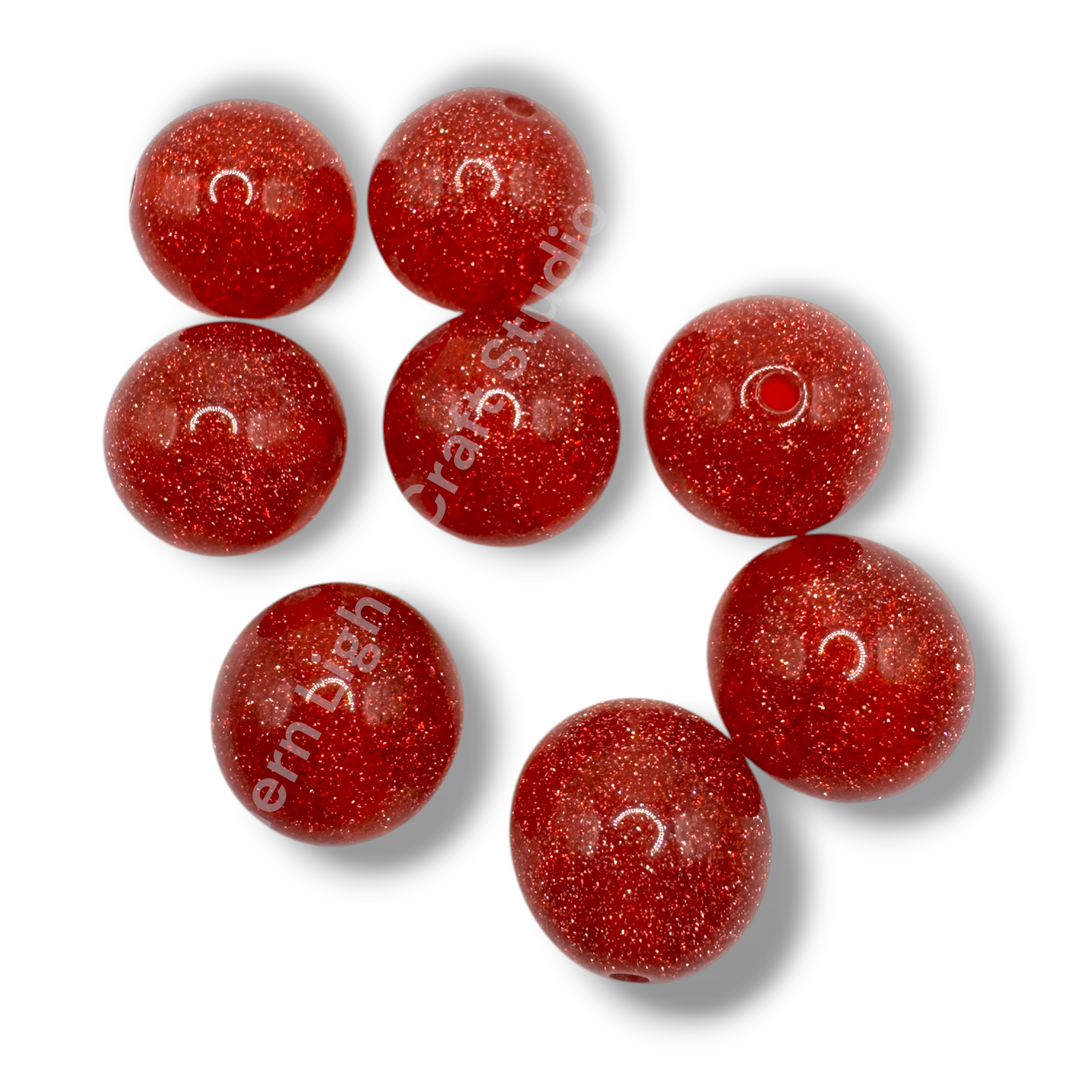 Glitter Dust 20mm Resin Bead Mix or Single Colors - 10 Pcs.