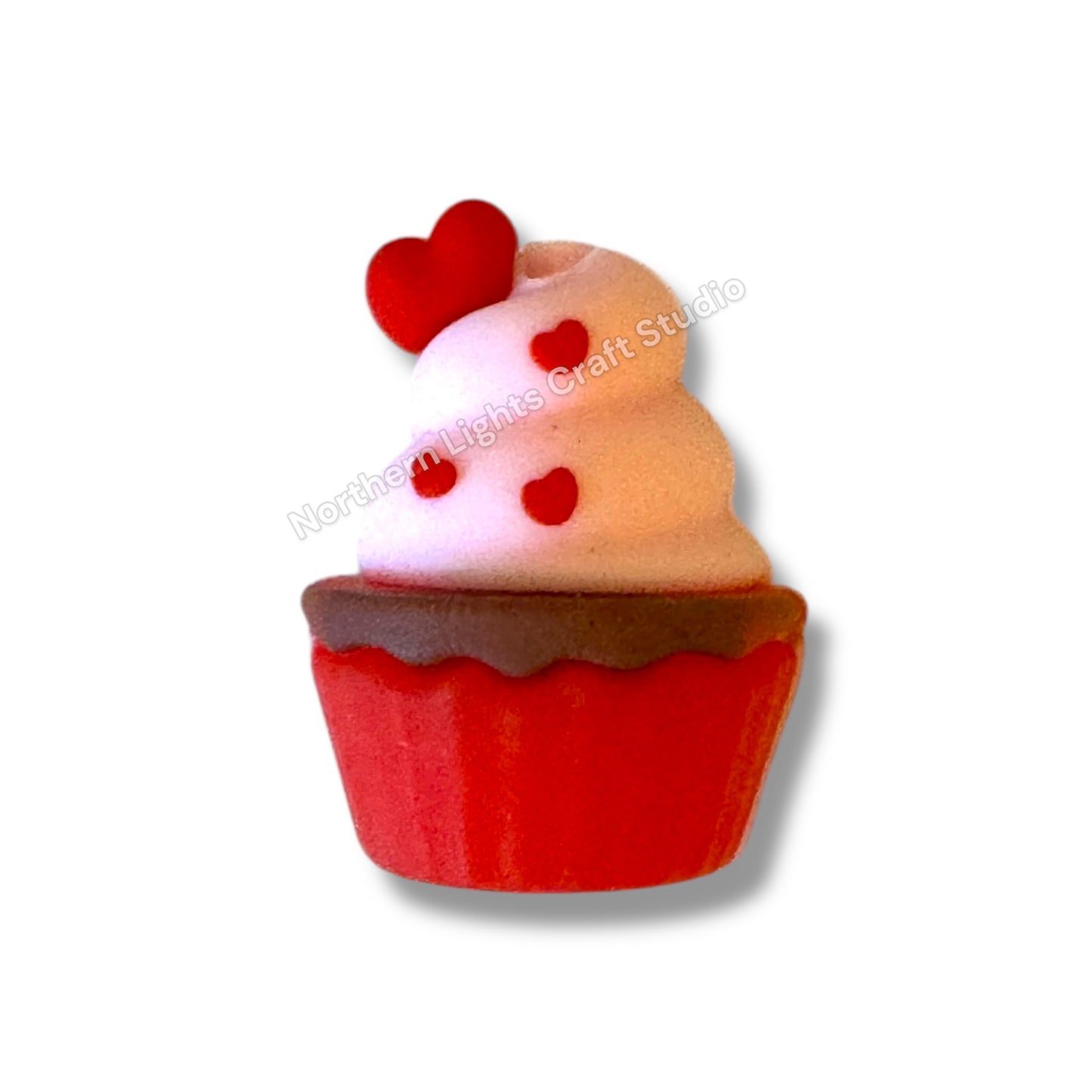3D Heart Cupcake Focal Bead