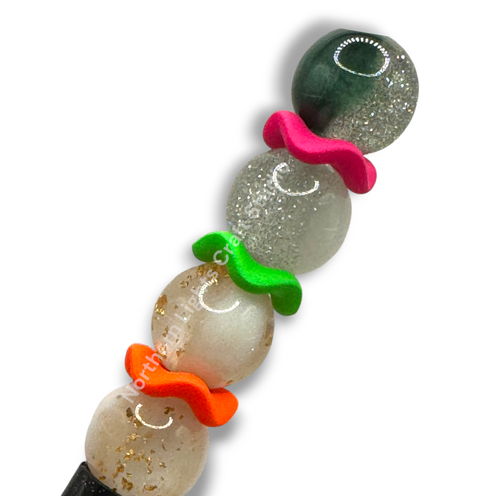 Neon Matte Finish Acrylic 16mm Wavy Spacers - 50pc. Mix