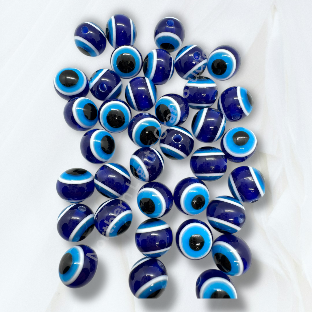Evil Eye Layered 12mm Acrylic Beads - 25pc.