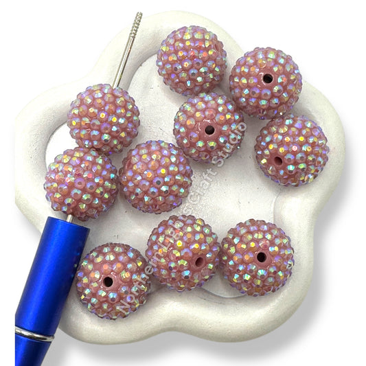 Berry AB 20mm Acrylic Rhinestone Bubblegum Beads - 10pc.