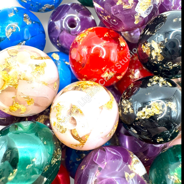 16mm Gold Flake Marble Beads- 20 pcs.