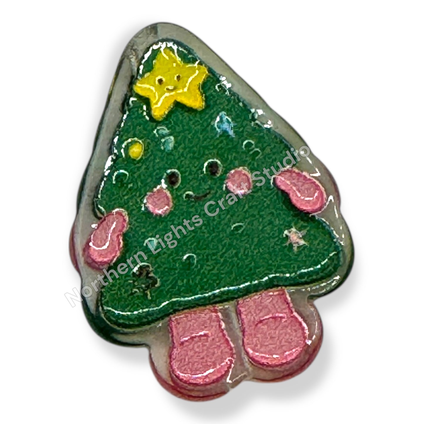Acrylic Christmas Charm Beads, Two-Sided With Holes - 2pc.