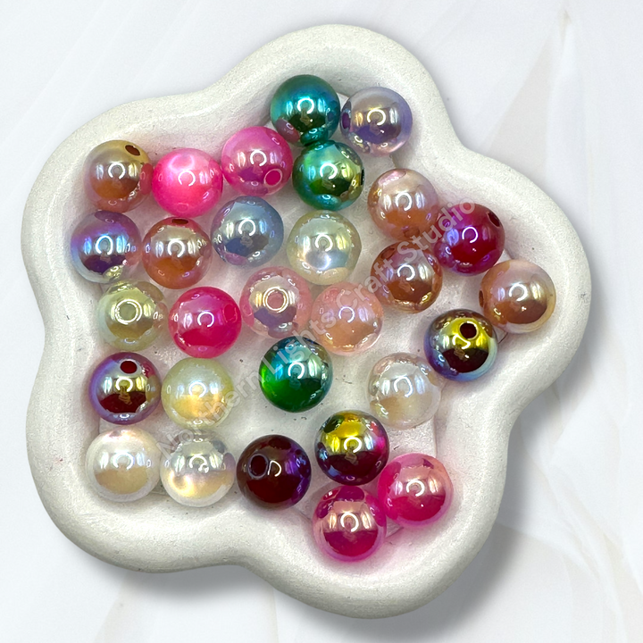 UV Cat Eye Shiny 12mm Resin Bead  Mix -25pc