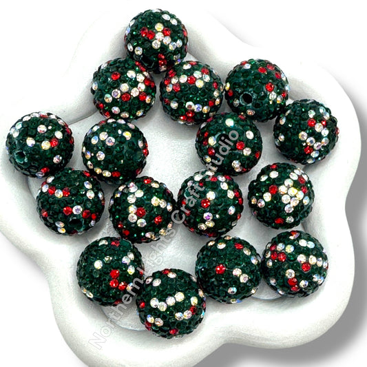 Christmas Rhinestone Beads-16mm - 10pc.