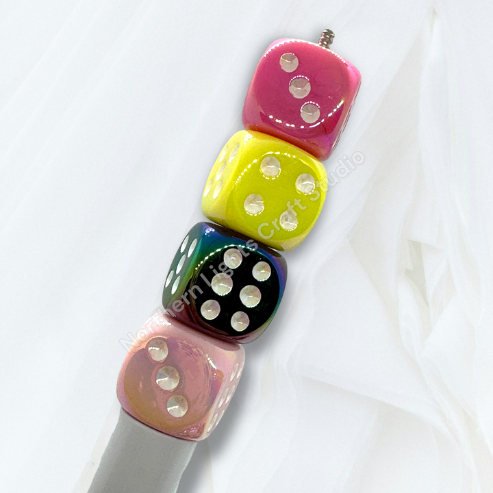 Colorful UV Coated Acrylic 14mm Dice Bead Mix - 20pc.