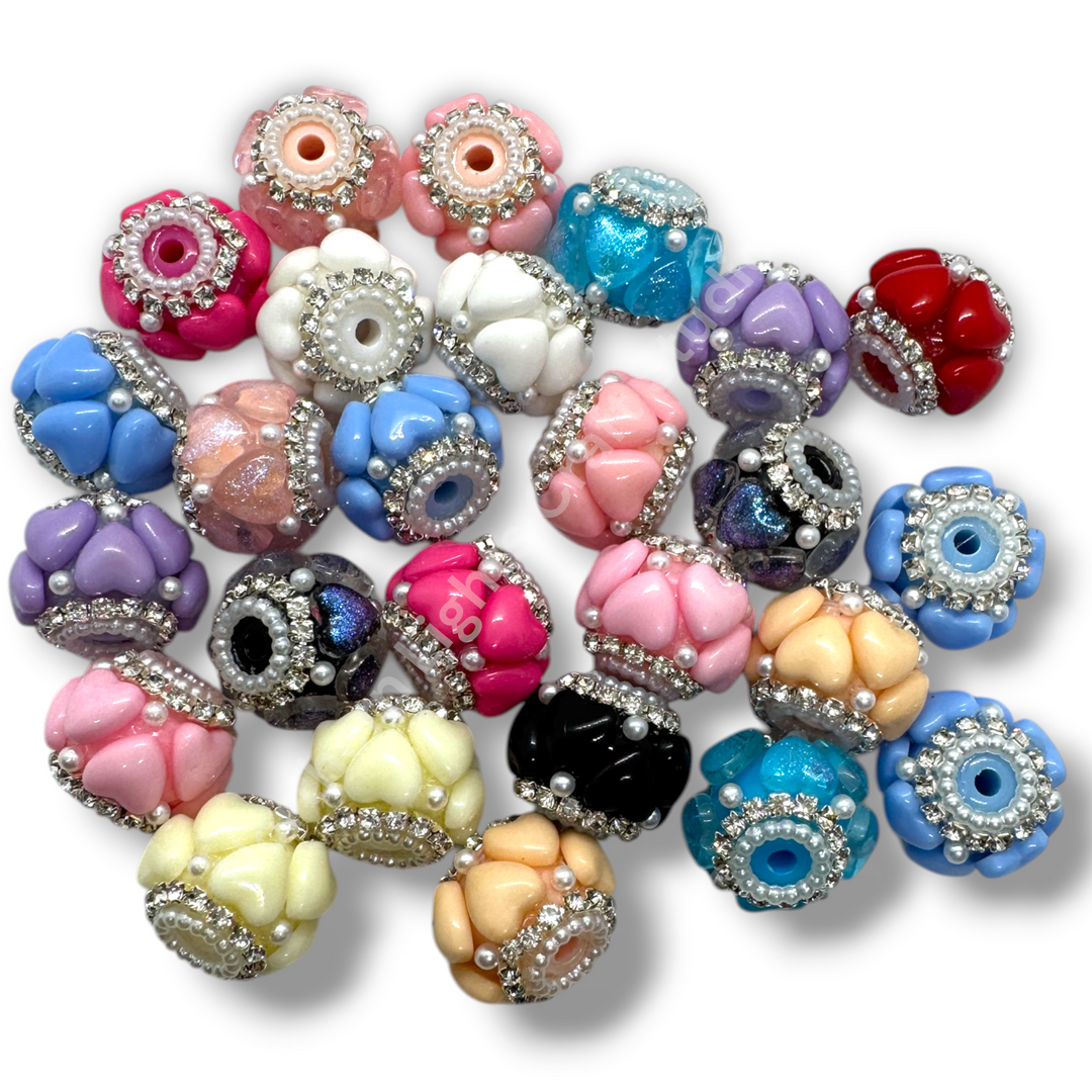 18mm Heart Charm Acrylic Bead -10pc Mix