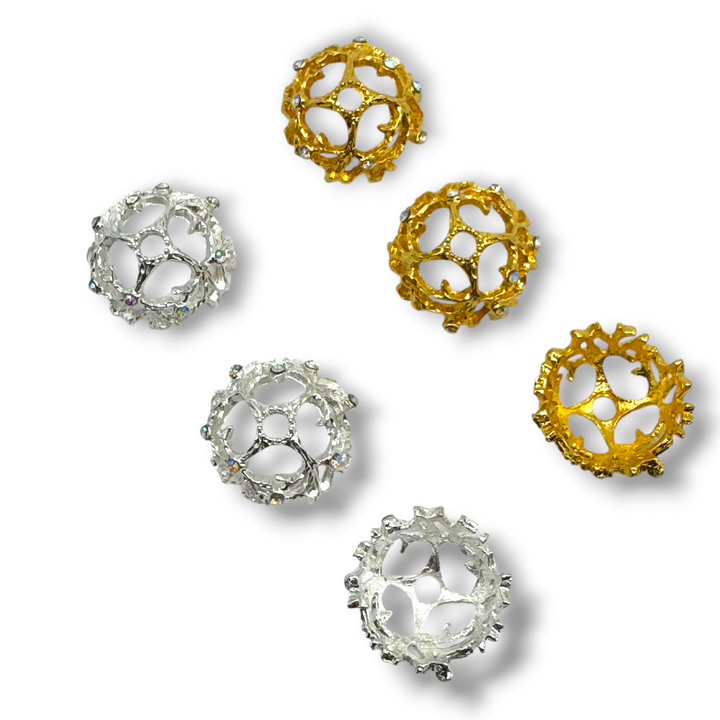 Fairy Vine Metal Alloy and Rhinestone 18mm Bead Cap - 10pc.
