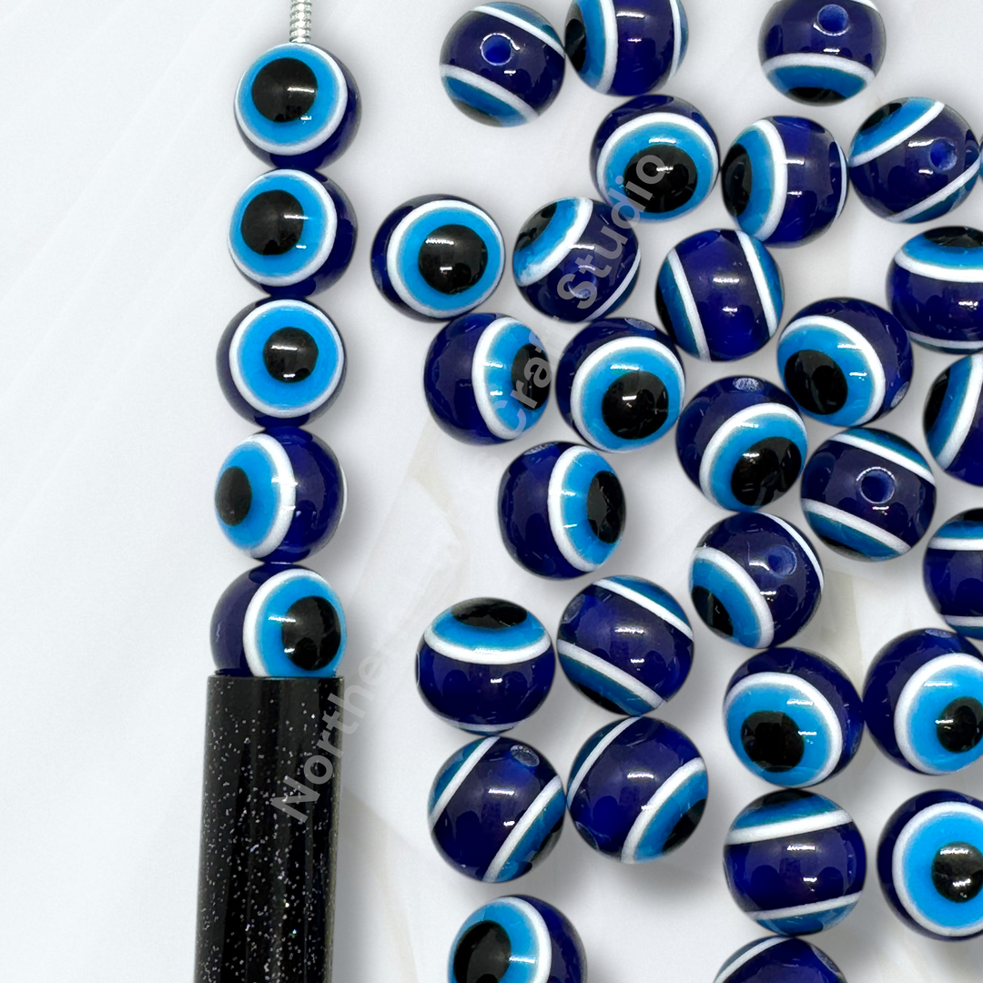 Evil Eye Layered 12mm Acrylic Beads - 25pc.
