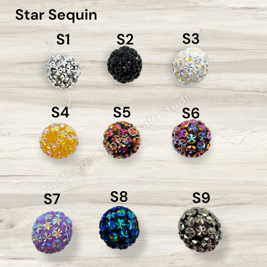 Star Sequin Rhinestone 20mm Acrylic Bubblegum Beads - 10 pc.