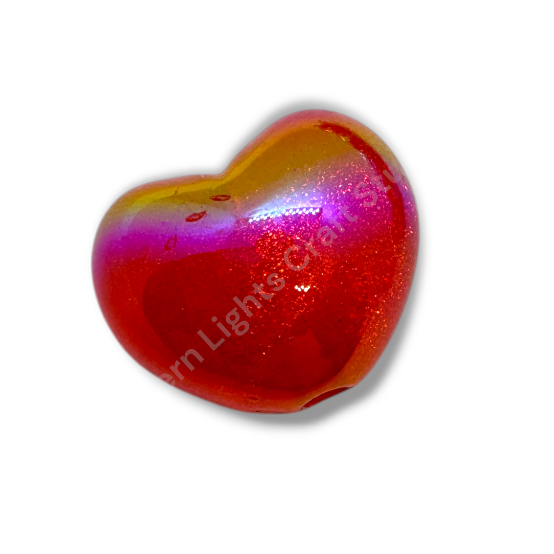 Puffy Glitter Galaxy Red UV Acrylic Hearts - 10 pc.