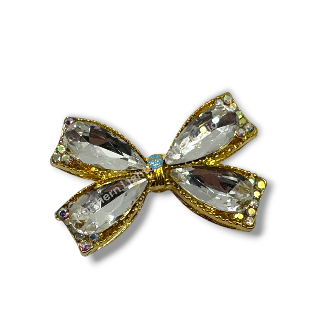 Fancy Large Metal and Crystal Bow Beads - 1pc.