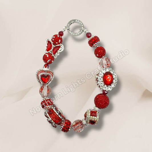 Crimson and Silver Wishes Keychain
