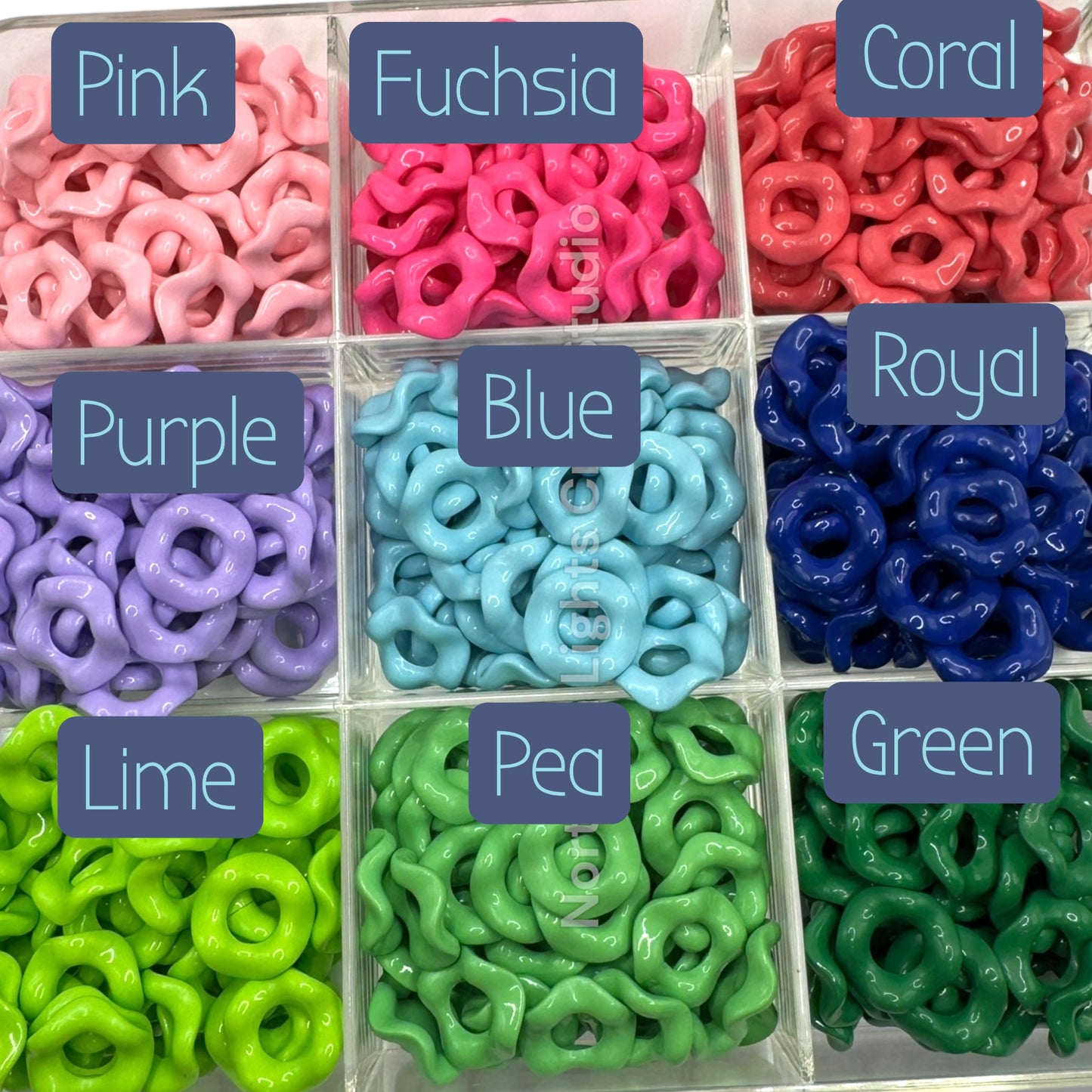 Colorful Wavy Spacer 16mm - Single Color or Mix - 50 pcs.