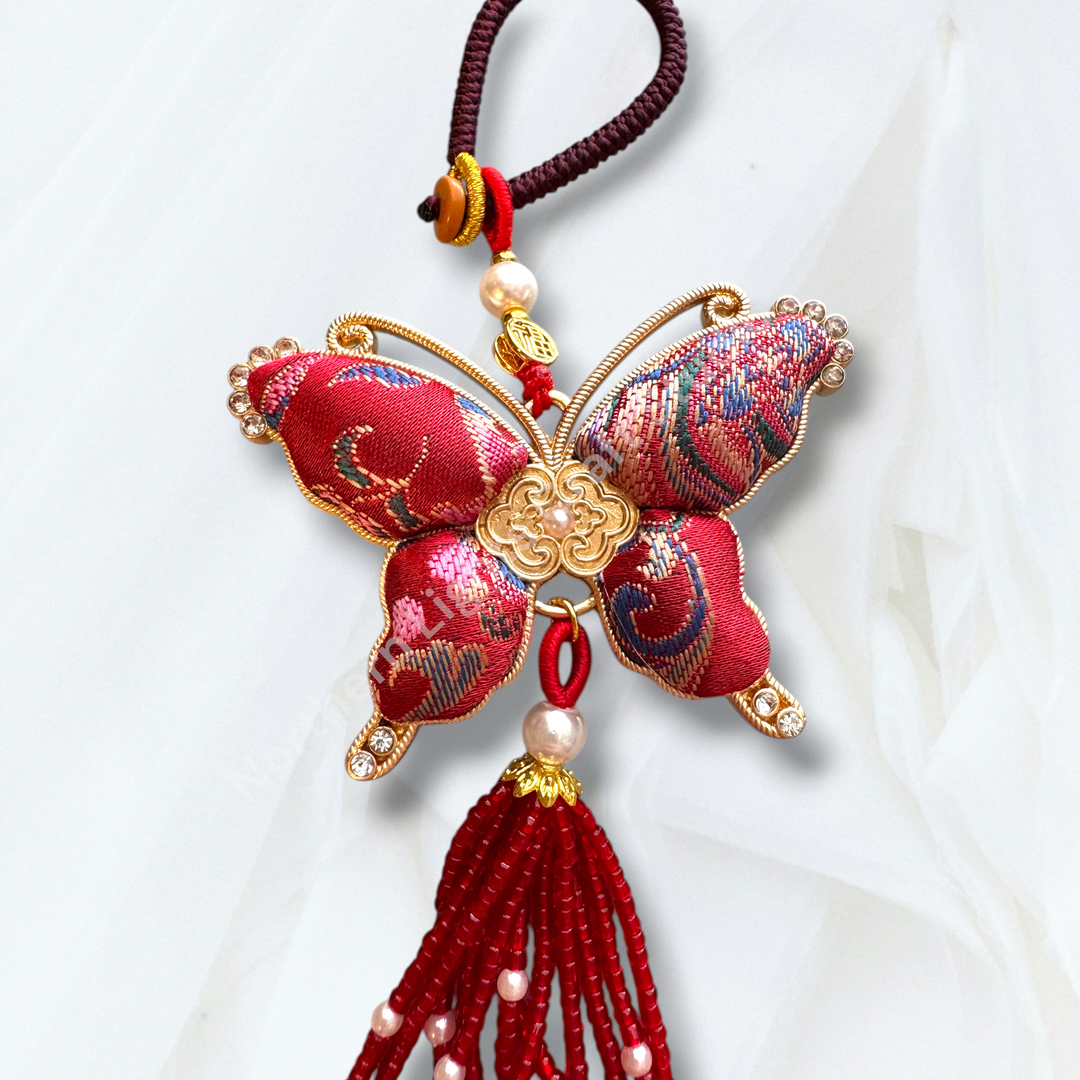 Song Brocade Short Butterfly Keychain / Decorative Hanging Charm