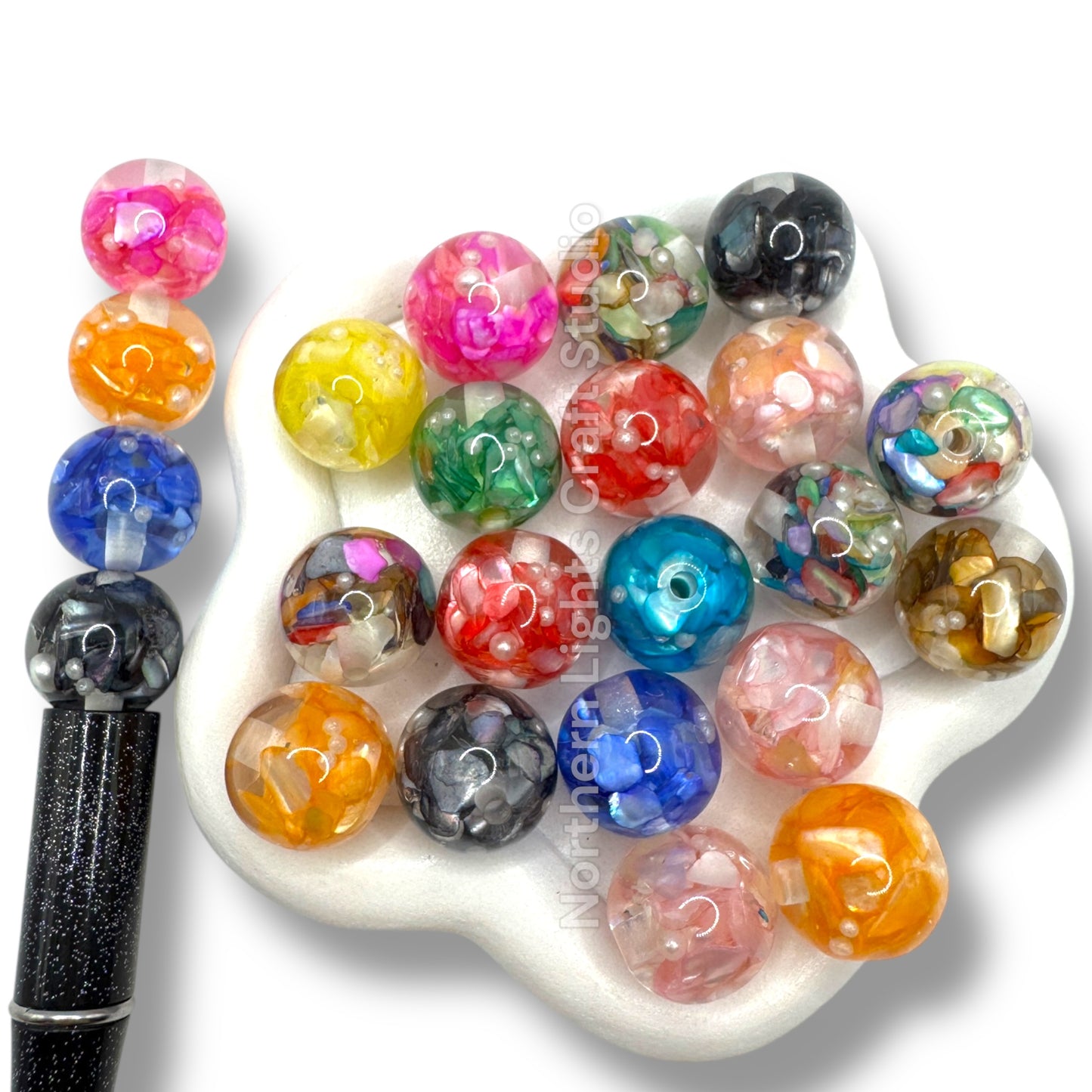Premium Shell and Pearl 16mm Beads - 15pc.