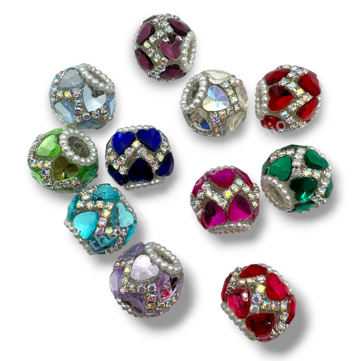 Rhinestone Zig Zag Heart Shape Crystal Fancy Bead - 4pc.