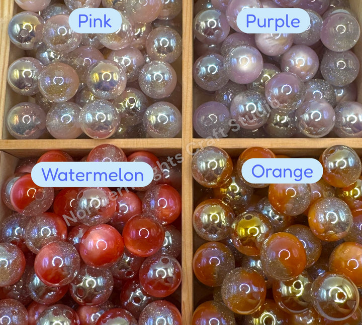 Cat Eye Glitter Galaxy UV 16mm Bead - 20 Pcs.