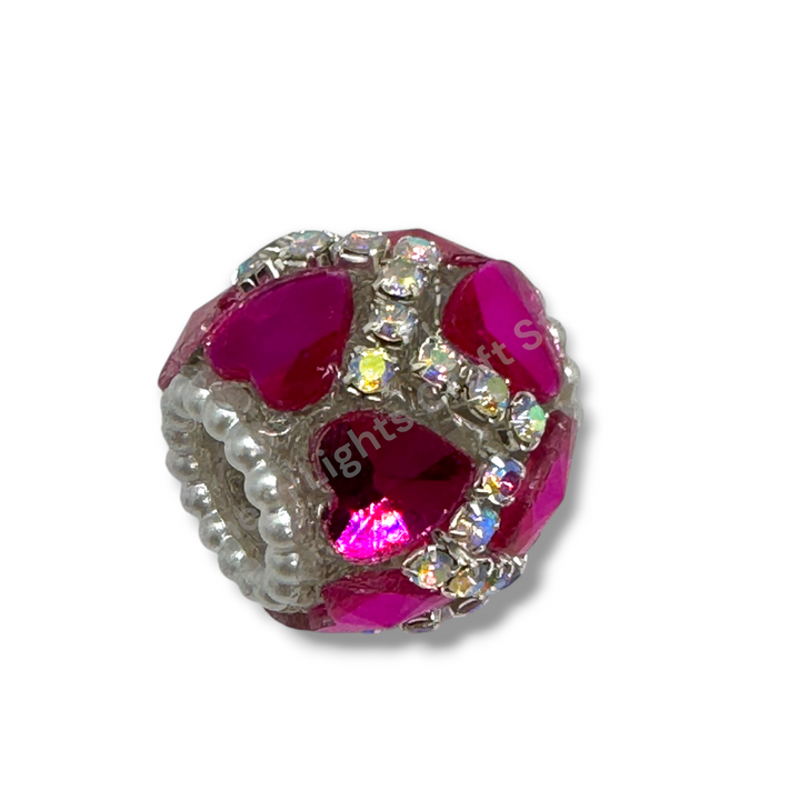 Rhinestone Zig Zag Heart Shape Crystal Fancy Bead - 4pc.