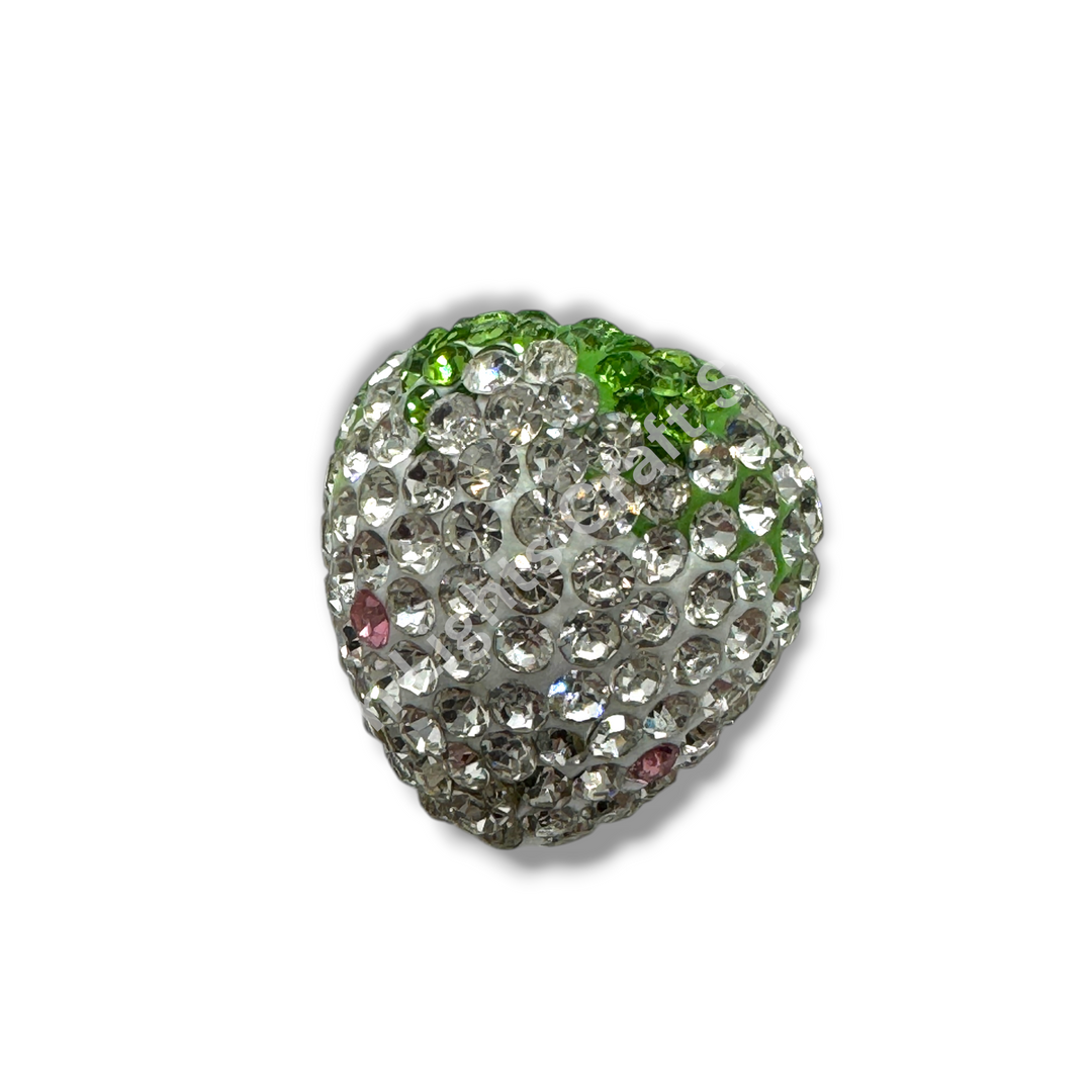Rhinestone Strawberry Beads -Small or Large Sizes - 1pc.