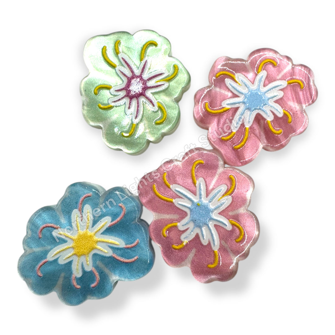 Acrylic Focal Beads, Two-Sided With Holes - Mix