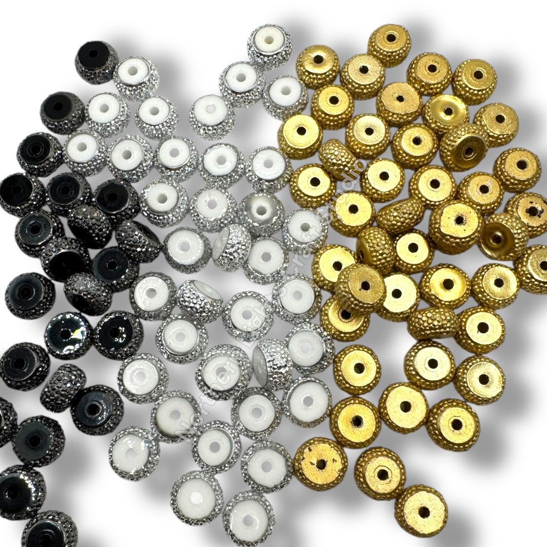 Textured 12mm Acrylic Gunmetal Rondelle Spacer - 25pc.