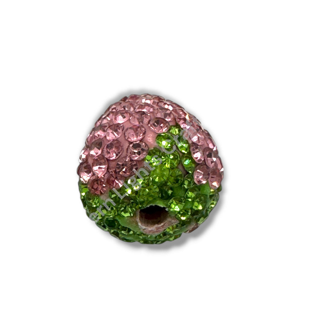 Rhinestone Strawberry Beads -Small or Large Sizes - 1pc.