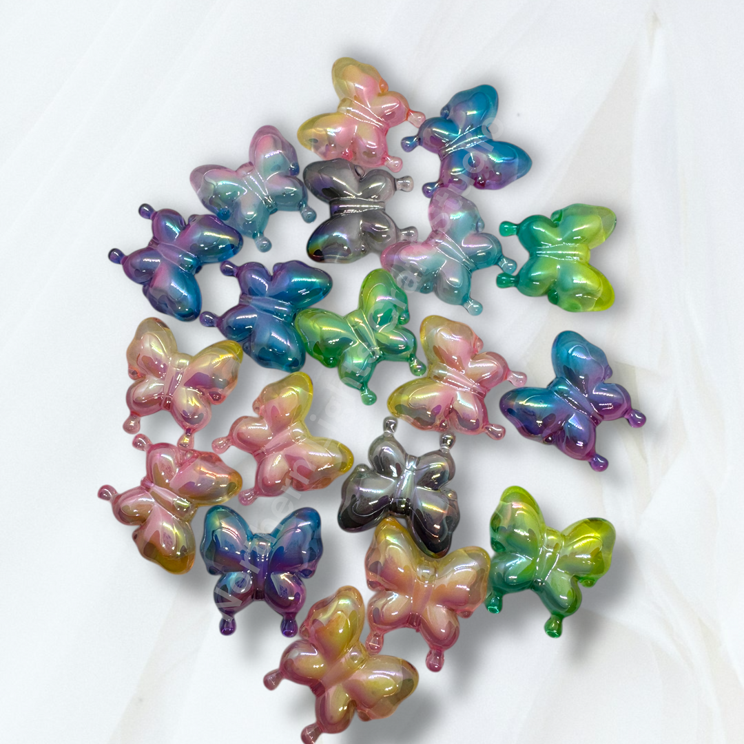Puffy Butterfly Double Layer UV Bead - 10pc. Mix