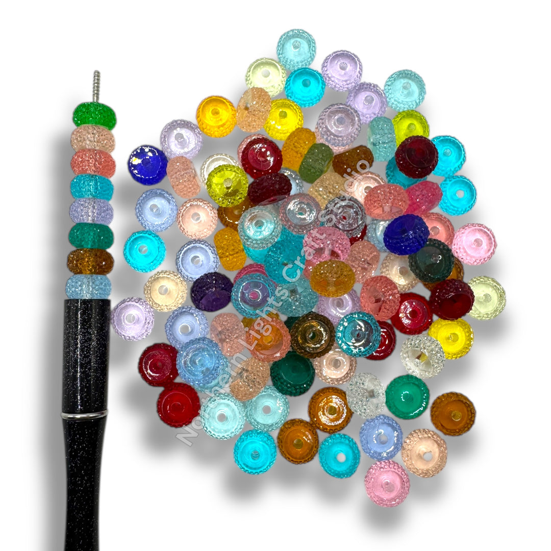 Textured Acrylic Jelly 12mm  Rondelle Spacer - 25pc