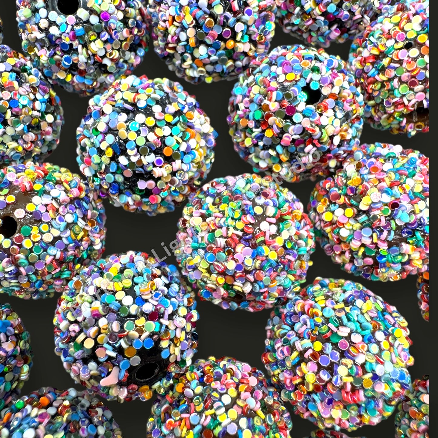 20mm Colorful Confetti Glitter Bead
