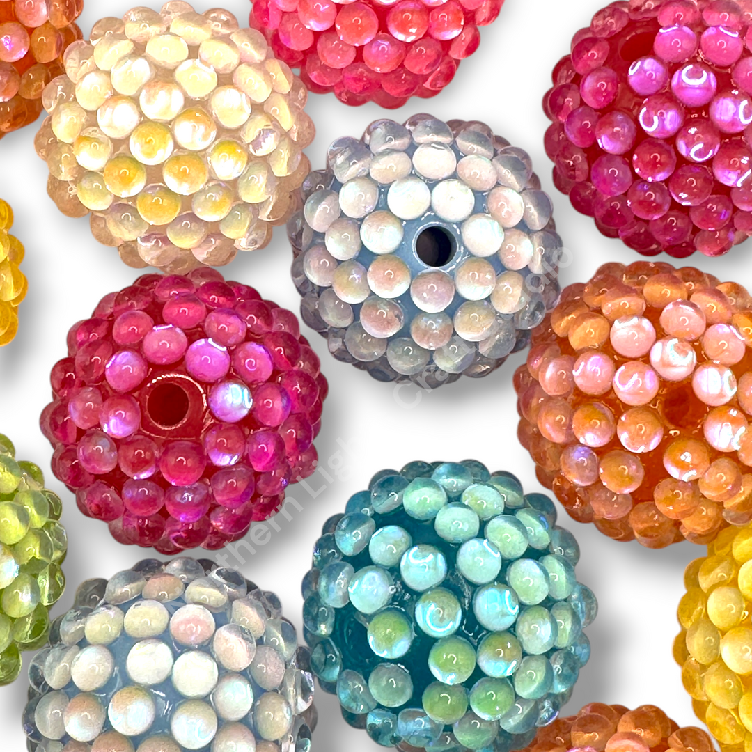 Glass Bubble 20mm Acrylic Base  Fancy Beads - 9pc.